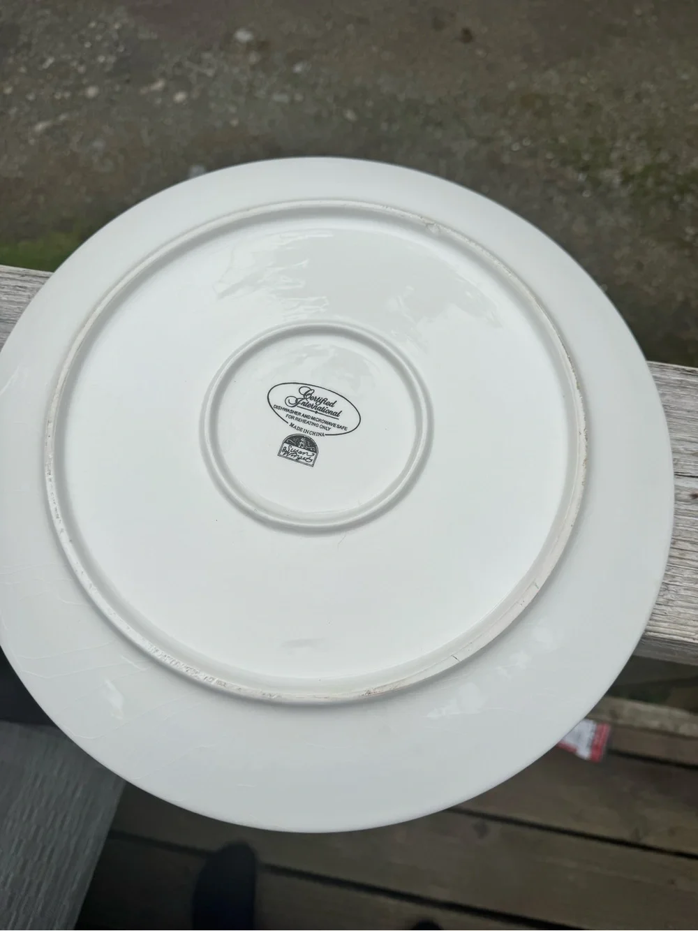 Thanksgiving Certified International White Ceramic Plate with Black Backstamp